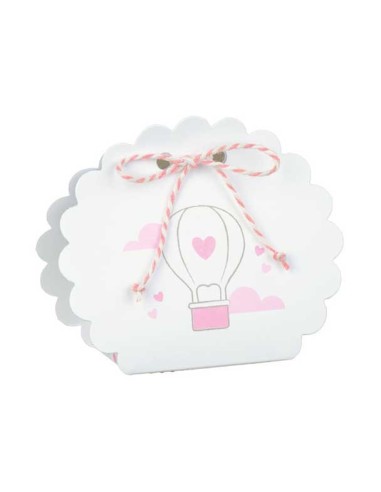 10 Scatole ventaglio mongolfiera rosa
