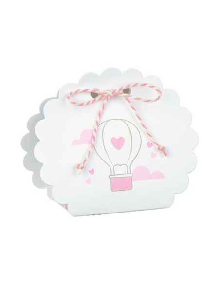10 Scatole ventaglio mongolfiera rosa