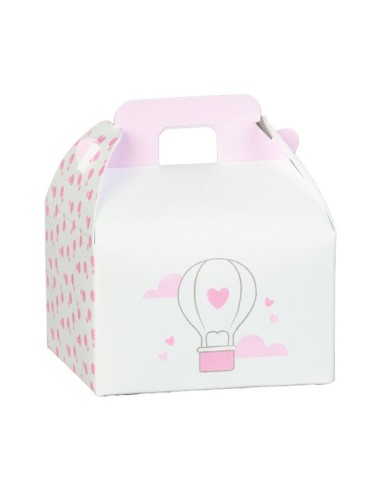 Scatola valigetta mongolfiera rosa cm16