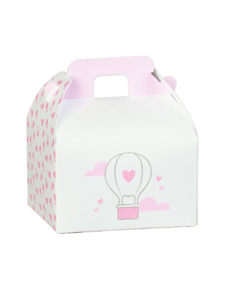 Scatola valigetta mongolfiera rosa cm16