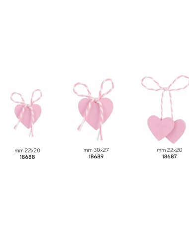 12 Applicazioni cuore rosa cm2