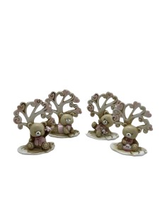 12 Statuina albero orso rosa cm6