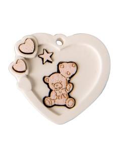 12 Gesso cuore con orso rosa